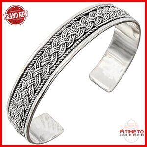 Handmade Adjustable Celtic Braided Sterling Silver Cuff Bracelet
